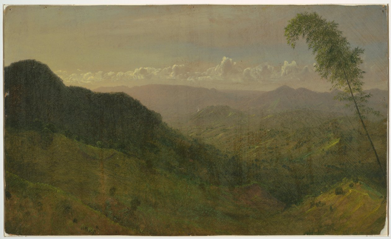 Tegning, bakket landskab, 1865 af Frederic Edwin Church