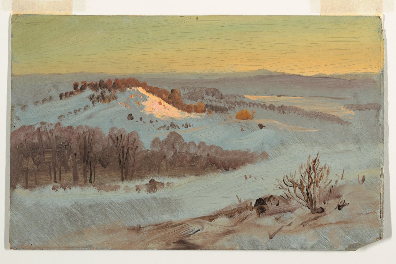 Tegning, Hudson Valley, New York om vinteren, 1869-70 af Frederic Edwin Church