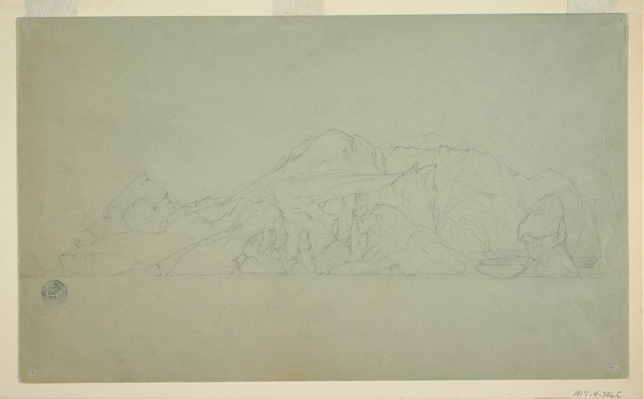 Tegning, Isbjerg, juni eller juli 1859 af Frederic Edwin Church