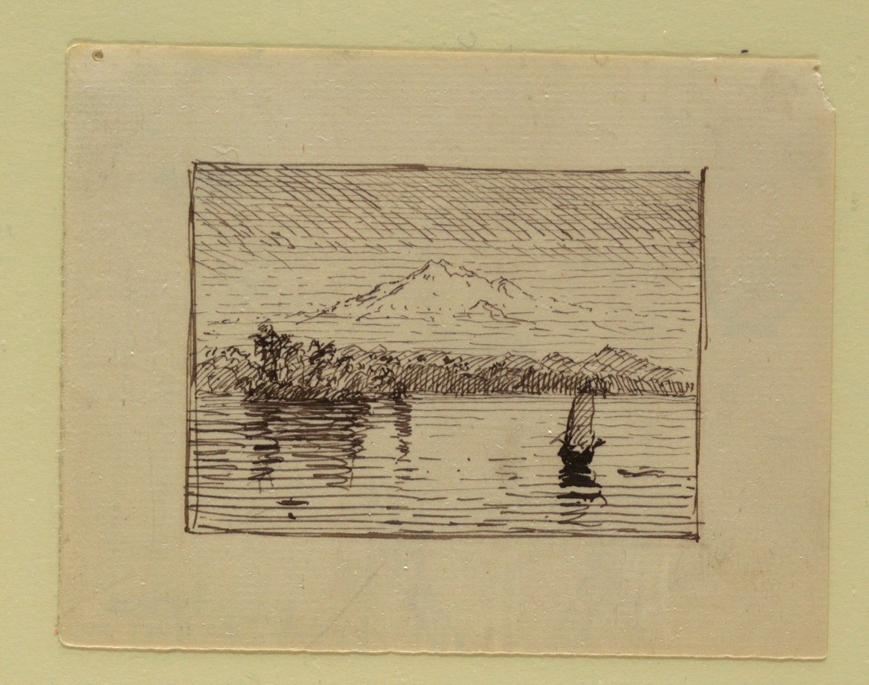 Tegning, Imaginært landskab, ca. 1850 af Frederic Edwin Church