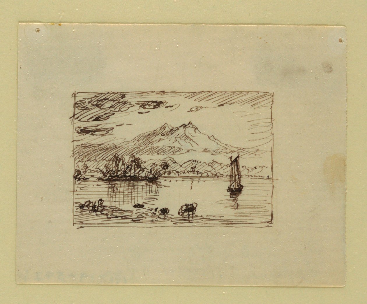 Tegning, Imaginært landskab, ca. 1850 af Frederic Edwin Church
