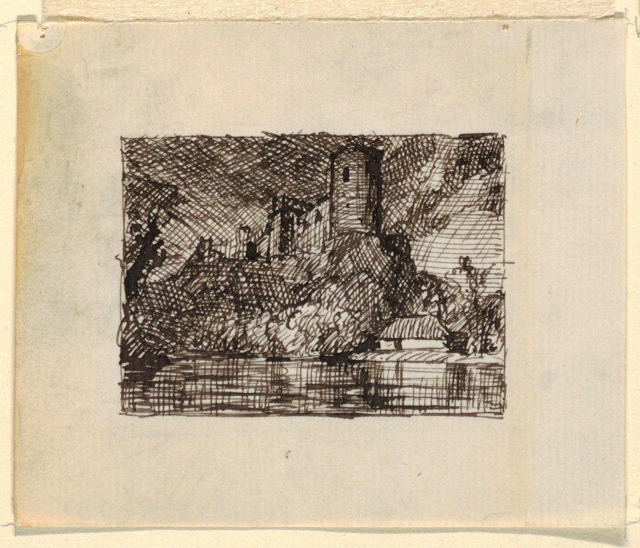 Tegning, Imaginært landskab med, ca. 1870-73 af Frederic Edwin Church