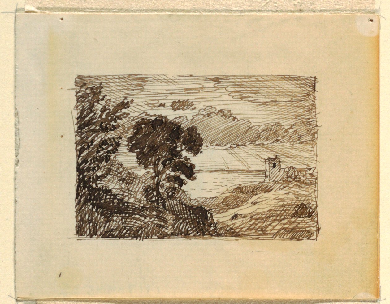 Tegning, Imaginært landskab med, ca. 1870-73 af Frederic Edwin Church