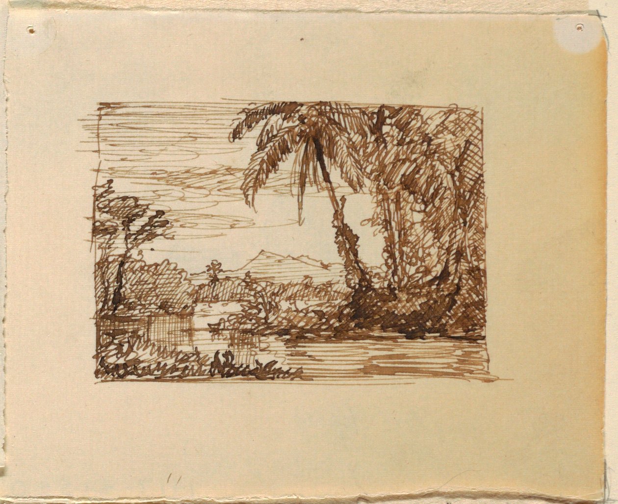 Tegning, Imaginært landskab med, ca. 1870-73 af Frederic Edwin Church