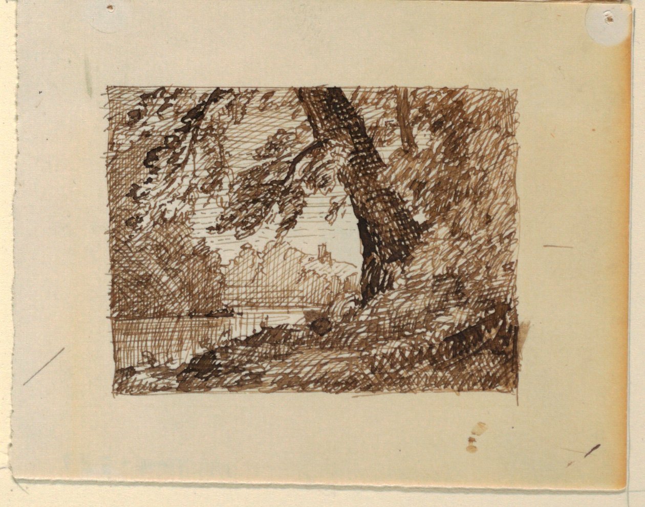 Tegning, Imaginært flodlandskab, ca. 1870-73 af Frederic Edwin Church