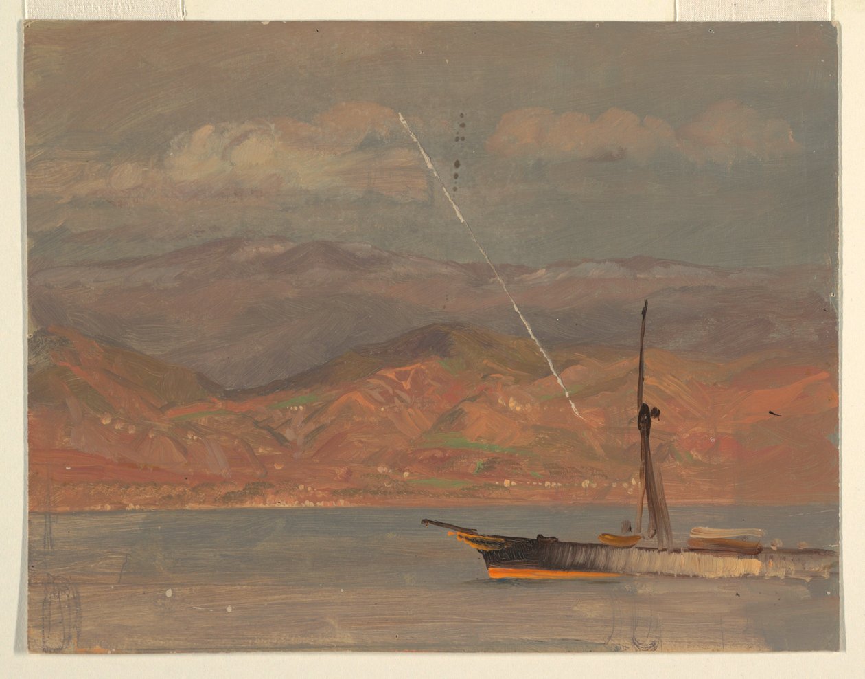 Tegning, den italienske kyst ud for Messinastrædet, juli 1868 af Frederic Edwin Church
