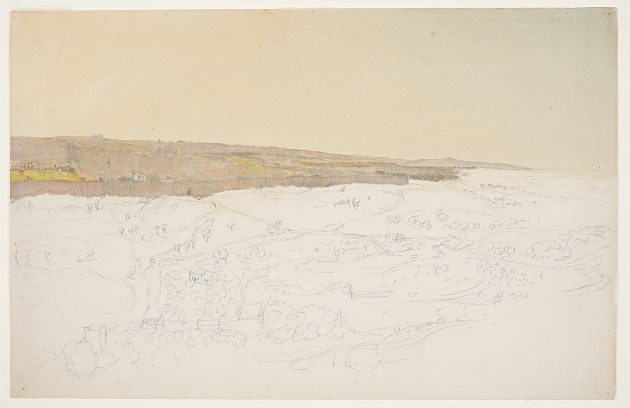 Tegning, Jerusalem, oversigt, april (), 1868 af Frederic Edwin Church
