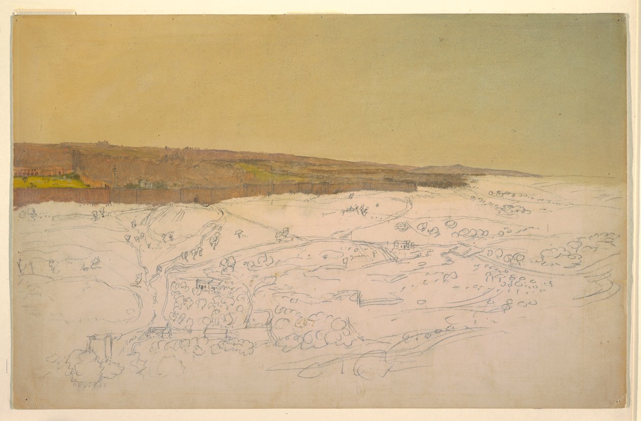 Tegning, Jerusalem, oversigt, april (), 1868 af Frederic Edwin Church