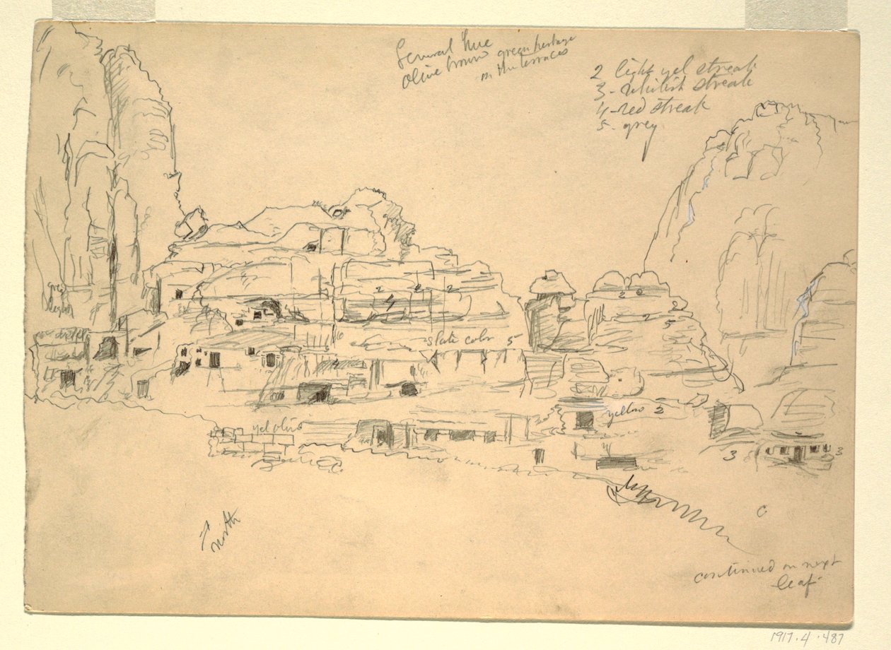 Tegning, Khirbet-en-Nasara, Petra, Jordan, 26. februar 1868 af Frederic Edwin Church