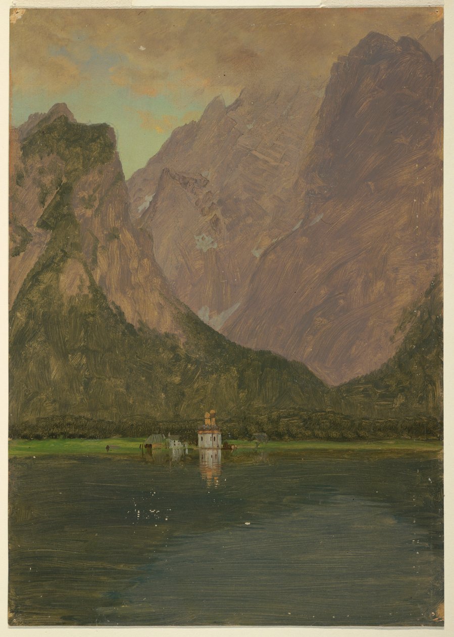 Tegning, Koenigsee, nær Berchtesgaden, Bayern, 1868 af Frederic Edwin Church