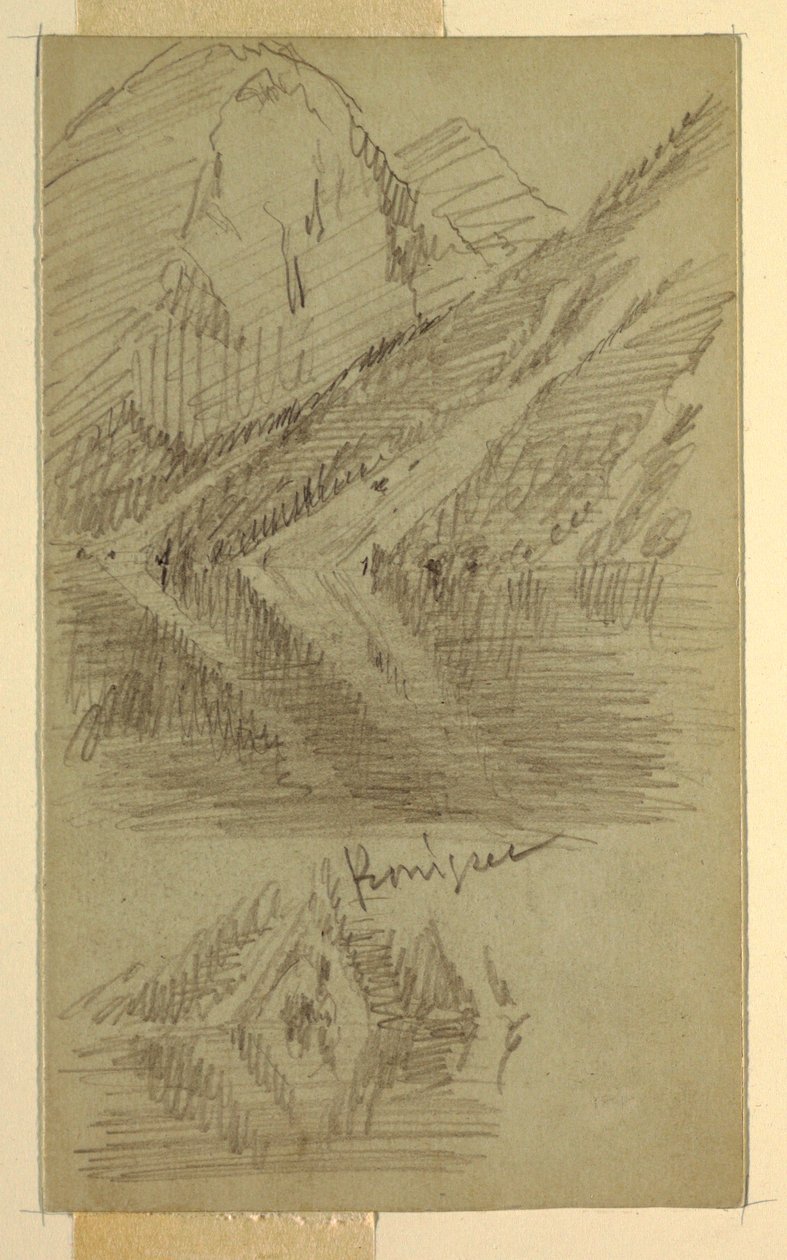 Tegning, Königssee, Berchtesgaden, Bayern, juni eller juli 1868 af Frederic Edwin Church