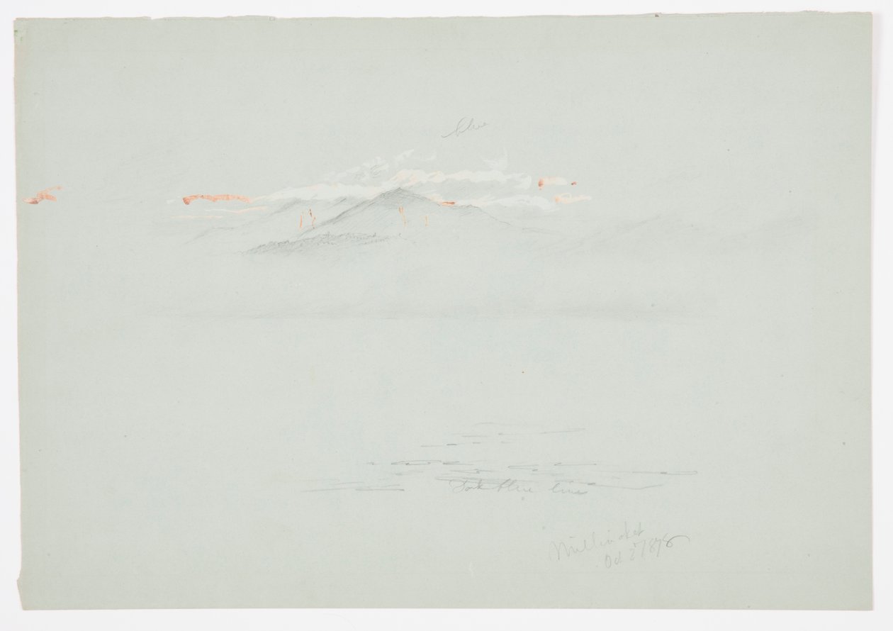 Tegning, Lake Millinoket og Mount Katahdin, 1878 af Frederic Edwin Church