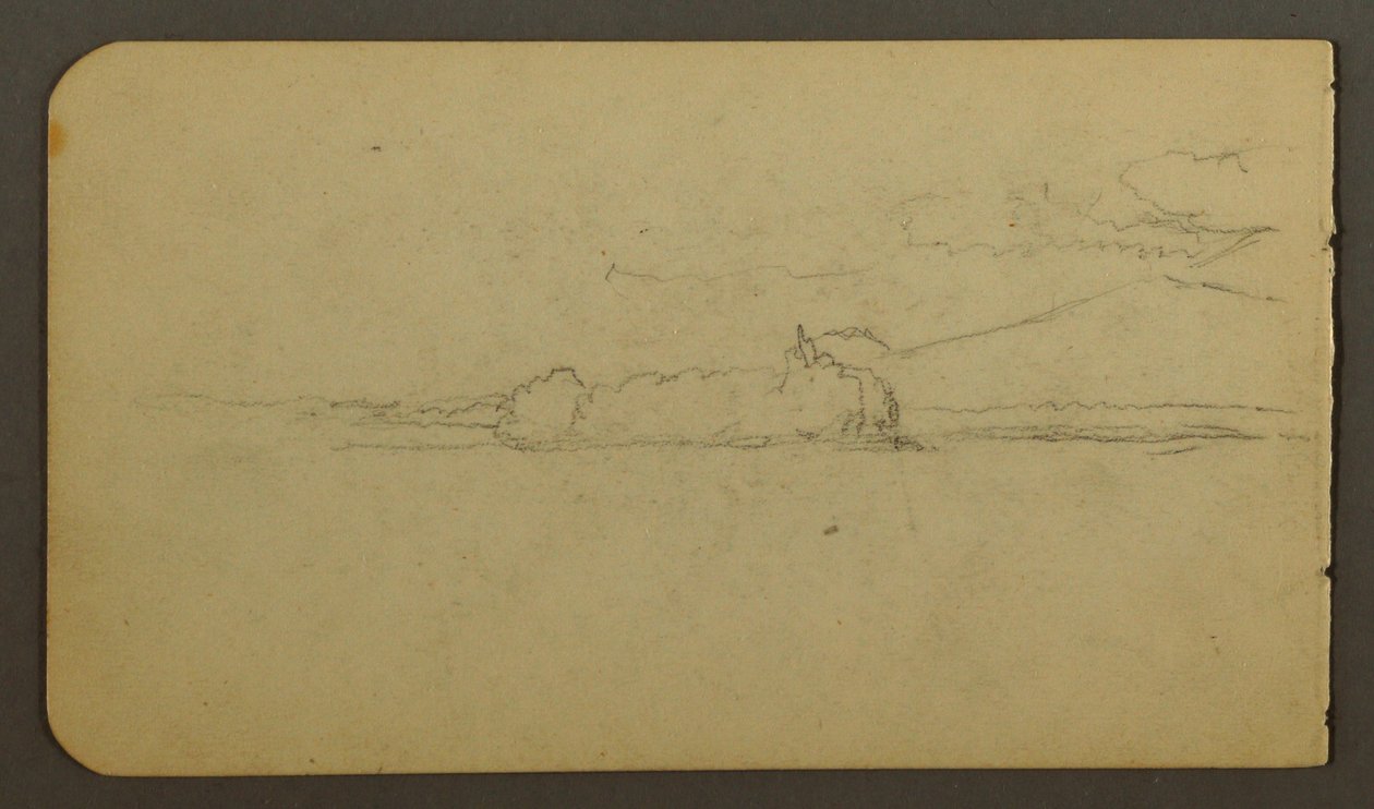 Tegning, søen kigger mod Mt. Katahdin, 1878 af Frederic Edwin Church