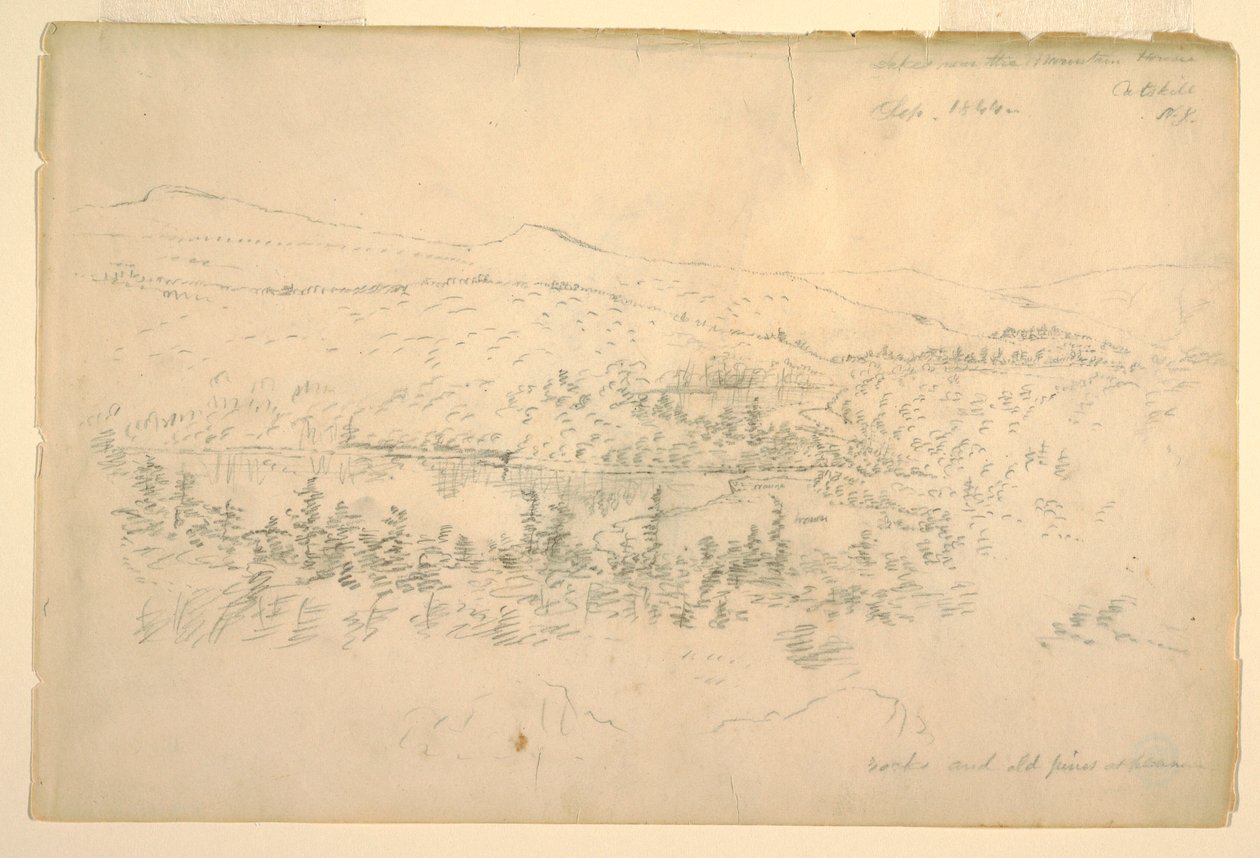 Tegning, søer nær bjerghuset, september 1844 af Frederic Edwin Church