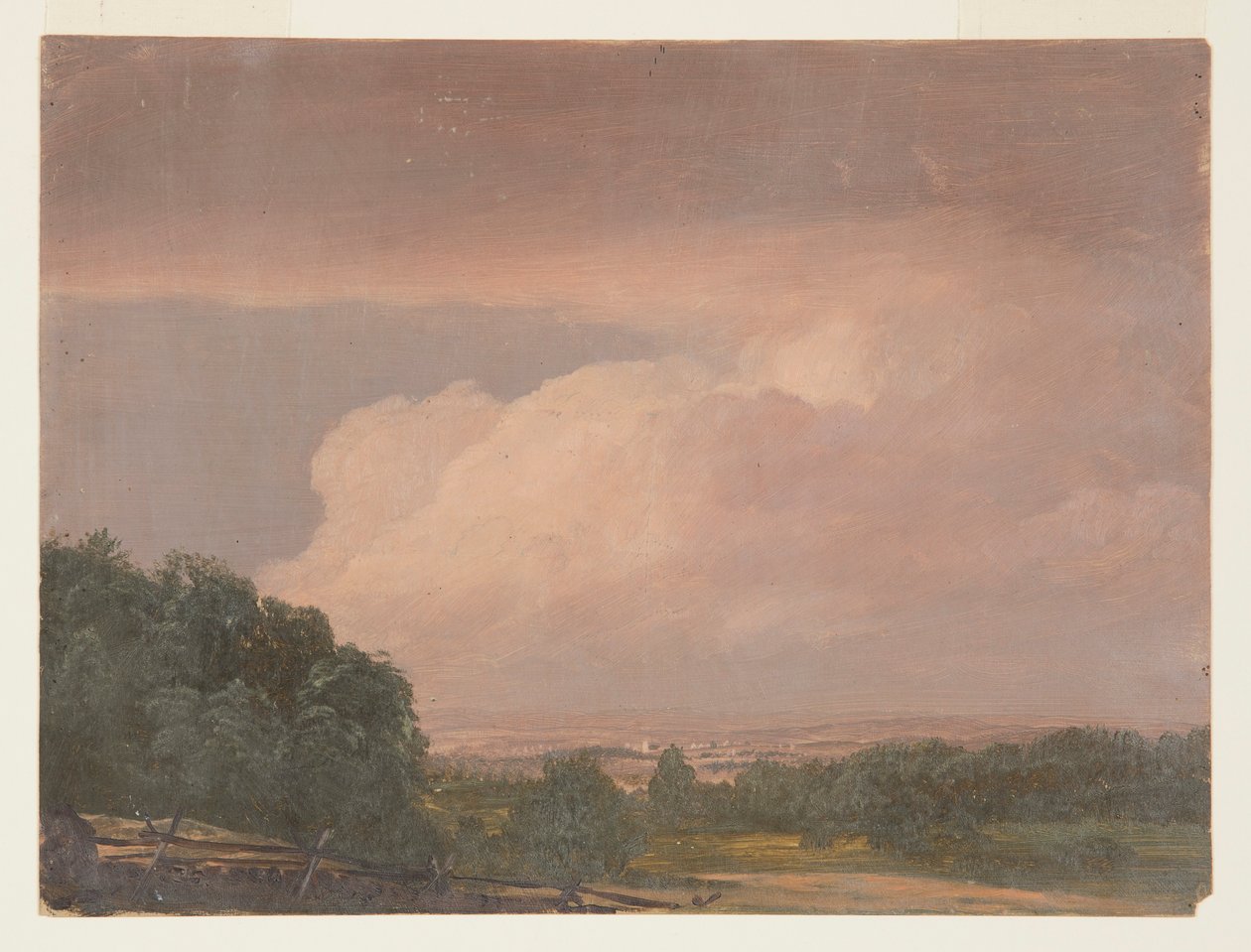 Tegning, landskab (muligvis Hudson Valley), 1860-70 af Frederic Edwin Church