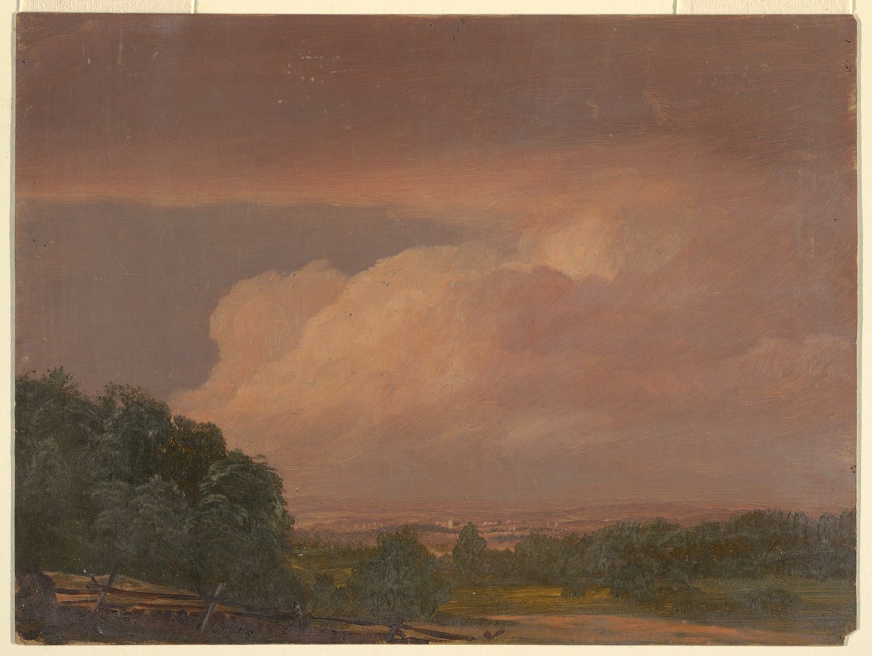 Tegning, landskab (muligvis Hudson Valley), 1860-70 af Frederic Edwin Church