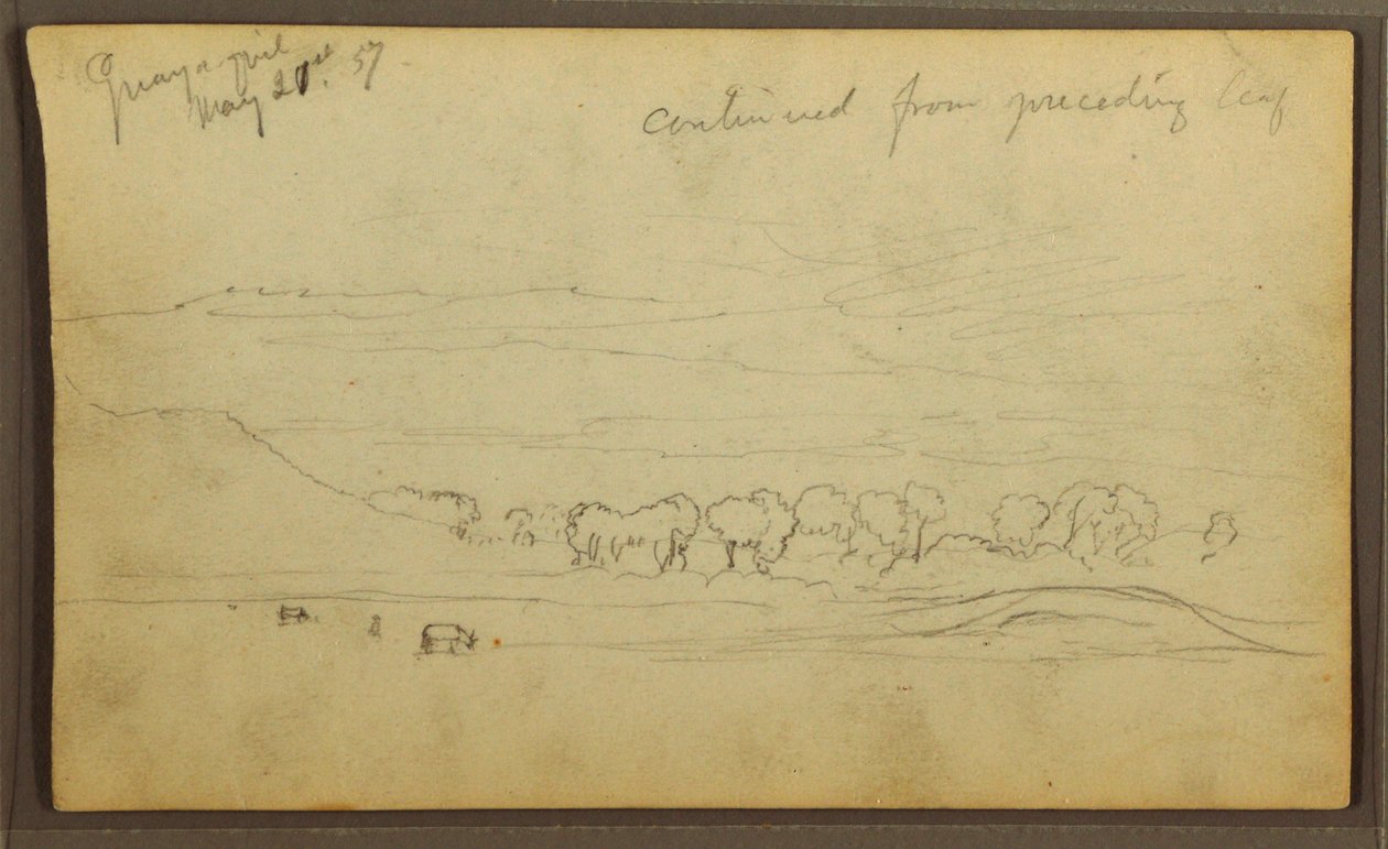 Tegning, landskab, Guayaquil, Ecuador, 21. maj 1857 af Frederic Edwin Church