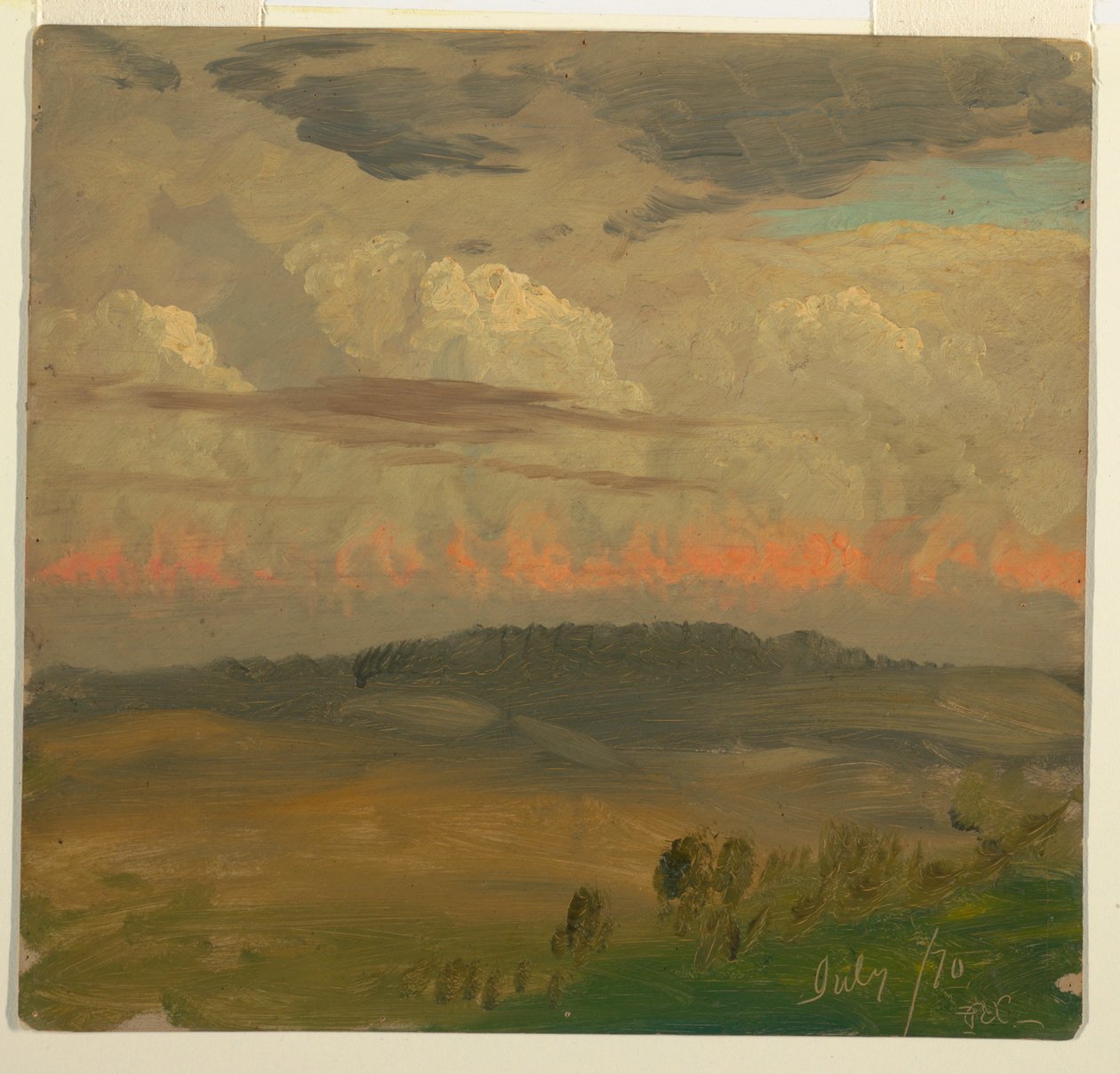 Tegning, landskab, Hudson Valley, juli 1870 af Frederic Edwin Church