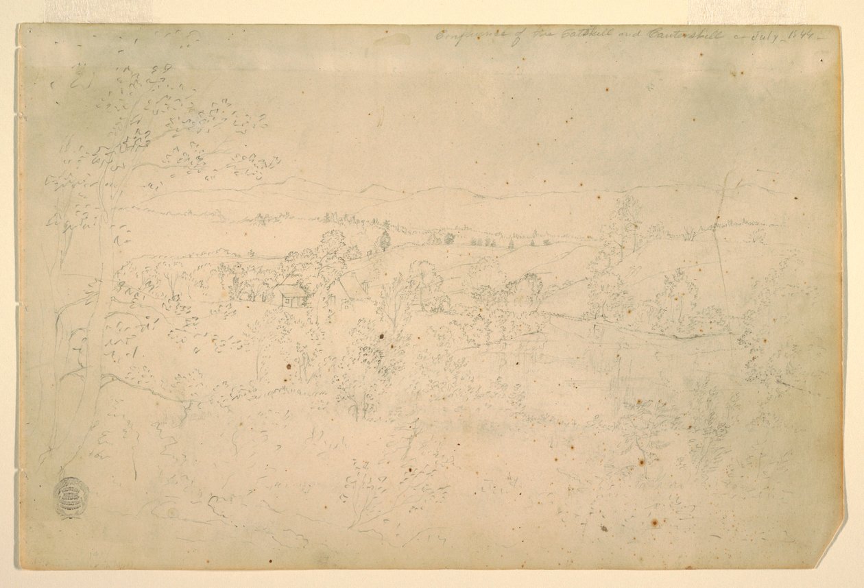 Tegning, landskab, juli 1844 af Frederic Edwin Church