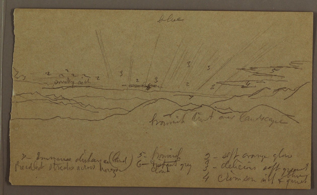 Tegning, landskab, maj-august 1865 af Frederic Edwin Church
