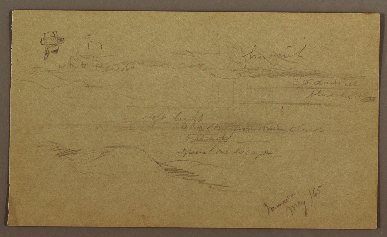 Tegning, landskab, maj 1865 af Frederic Edwin Church