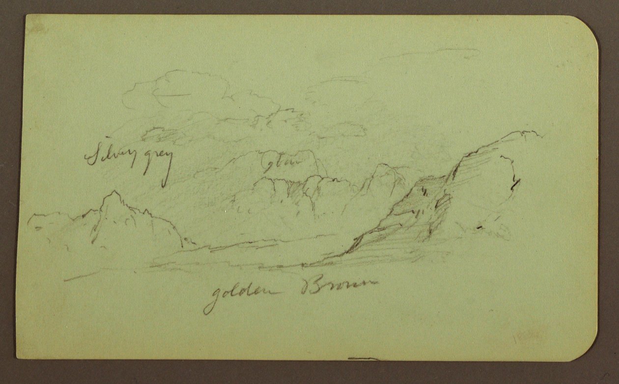 Tegning, landskab; bagside: figurer, kirke, 1883 af Frederic Edwin Church