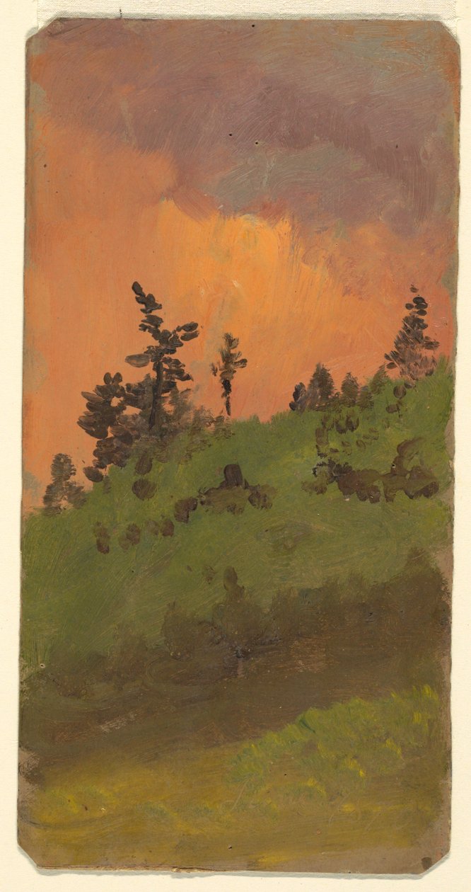 Tegning, Landskab ved skov, juni 1870 af Frederic Edwin Church