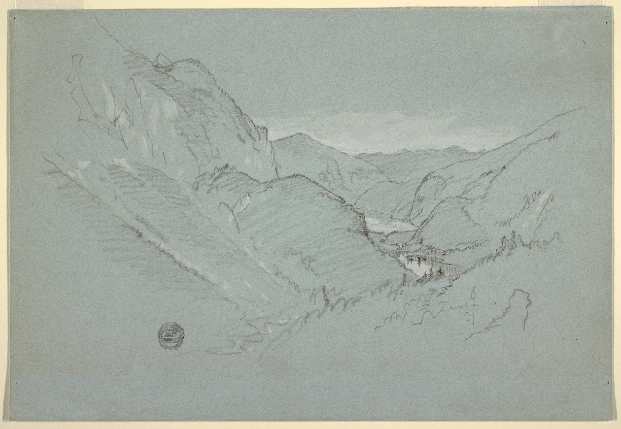 Tegning, Landskab fra Alperne, august-september 1868 af Frederic Edwin Church