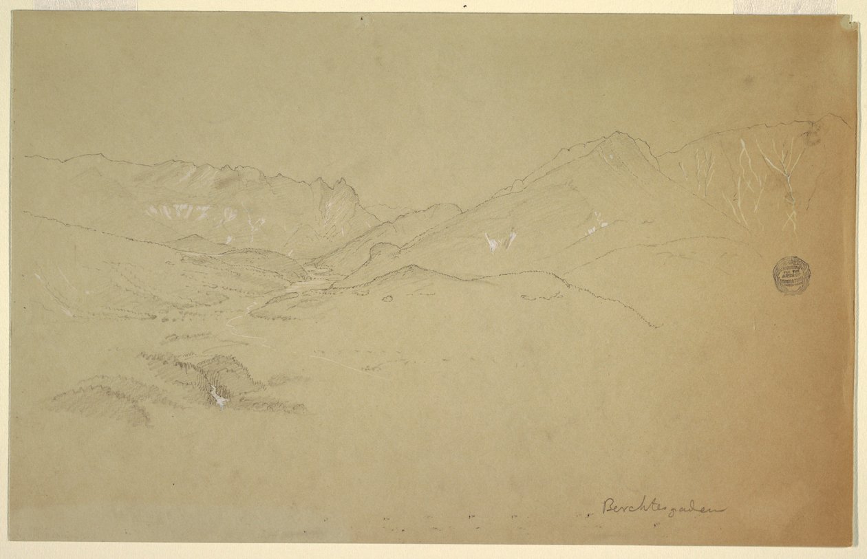 Tegning, Landskab nær Berchtesgaden, juni-juli 1868 af Frederic Edwin Church