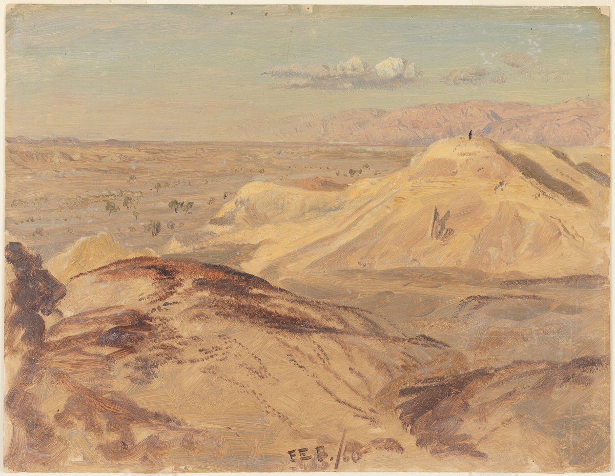 Tegning, Landskab nær Petra, februar 1868 af Frederic Edwin Church