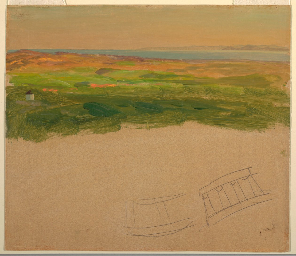Tegning, landskab, nær Syrien eller Grækenland, 1868-69 af Frederic Edwin Church