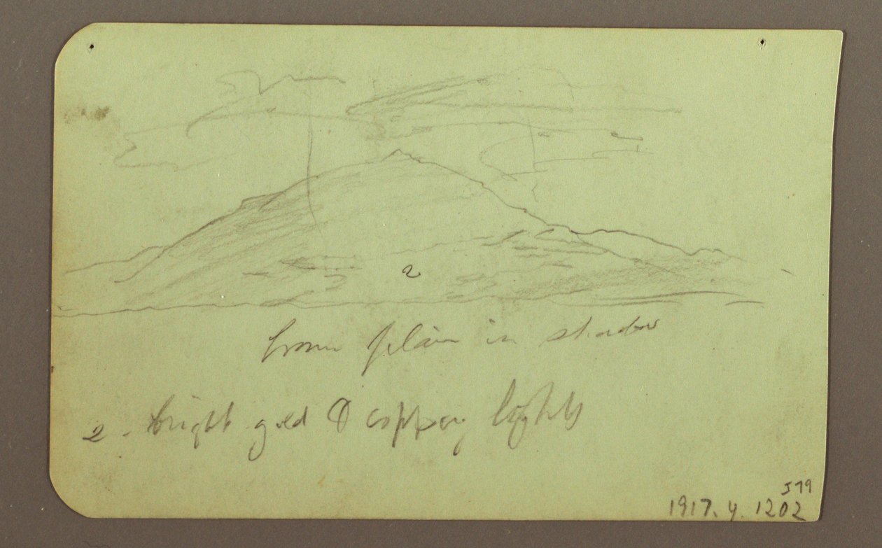 Tegning, Landskab med skyer; bagside: Bjerg, 1883 af Frederic Edwin Church