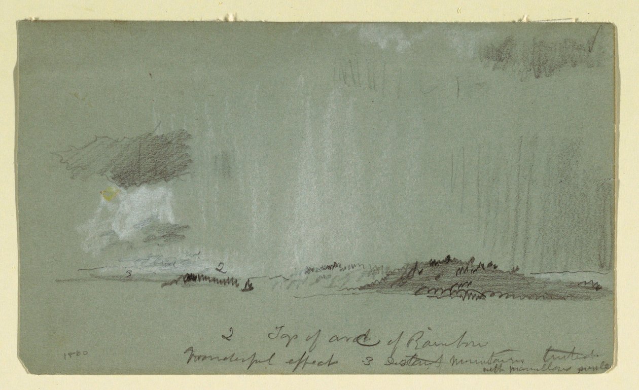Tegning, Landskab med regn, 1860 af Frederic Edwin Church