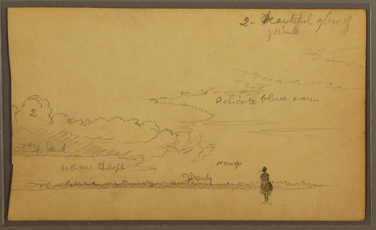 Tegning, Landskab med figur, 1857 af Frederic Edwin Church