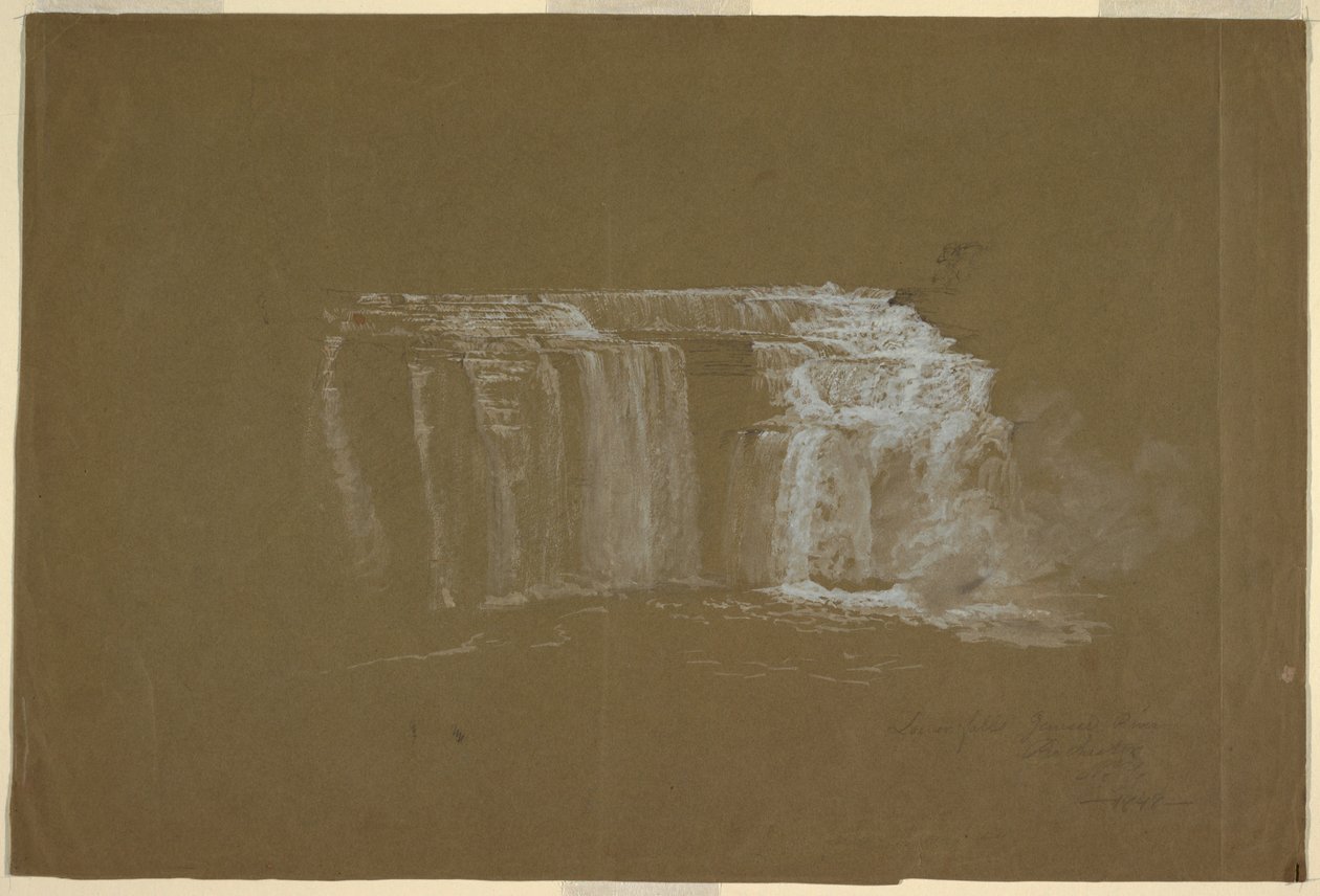 Tegning, Lower Falls, Genesee River, Rochester, New York, 1848 af Frederic Edwin Church
