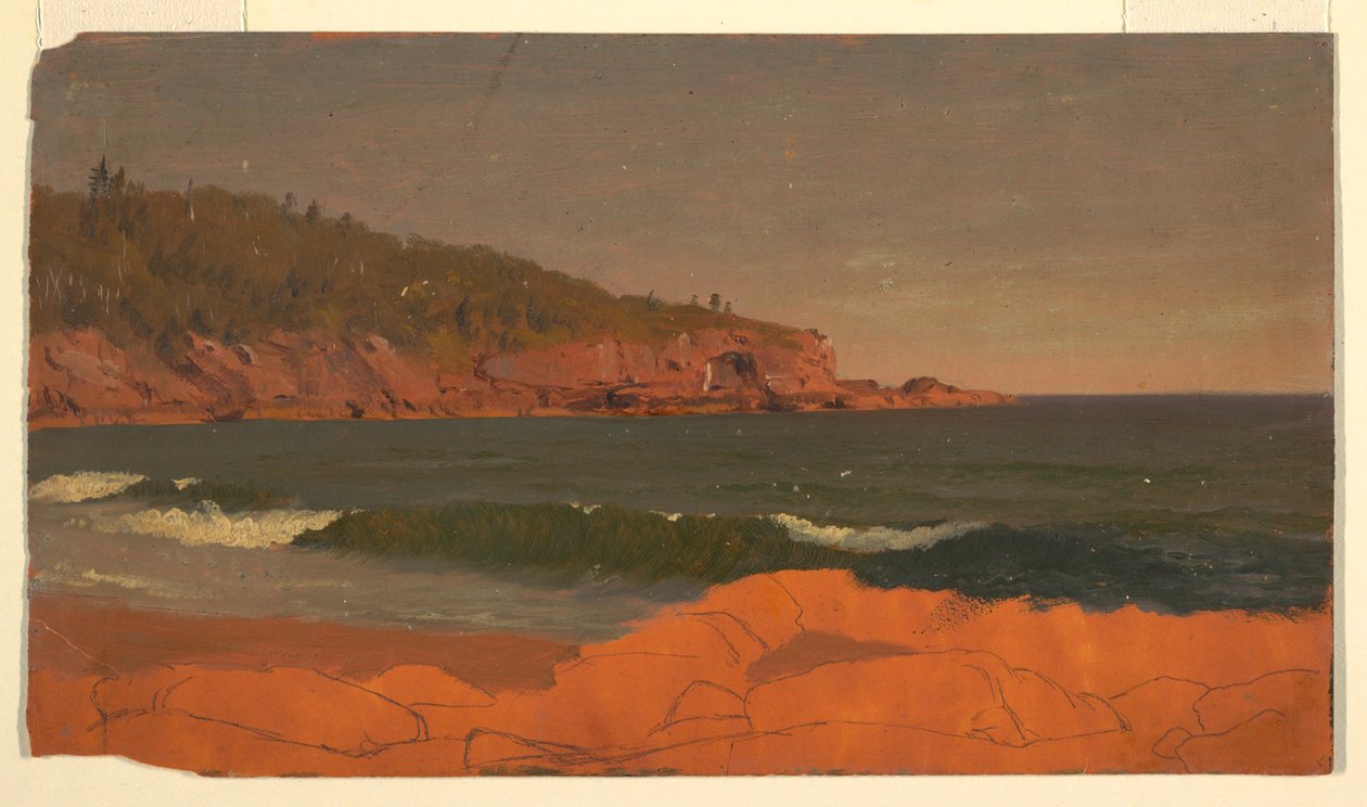 Tegning, Maines kyst, ca. 1850 af Frederic Edwin Church