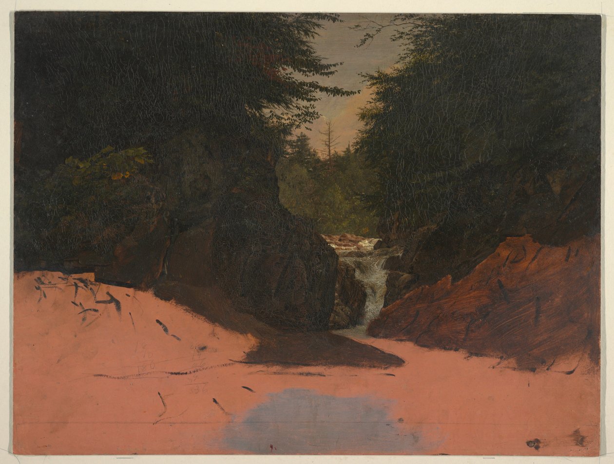 Tegning, Maine, bjergstrøm, august-september 1851 af Frederic Edwin Church