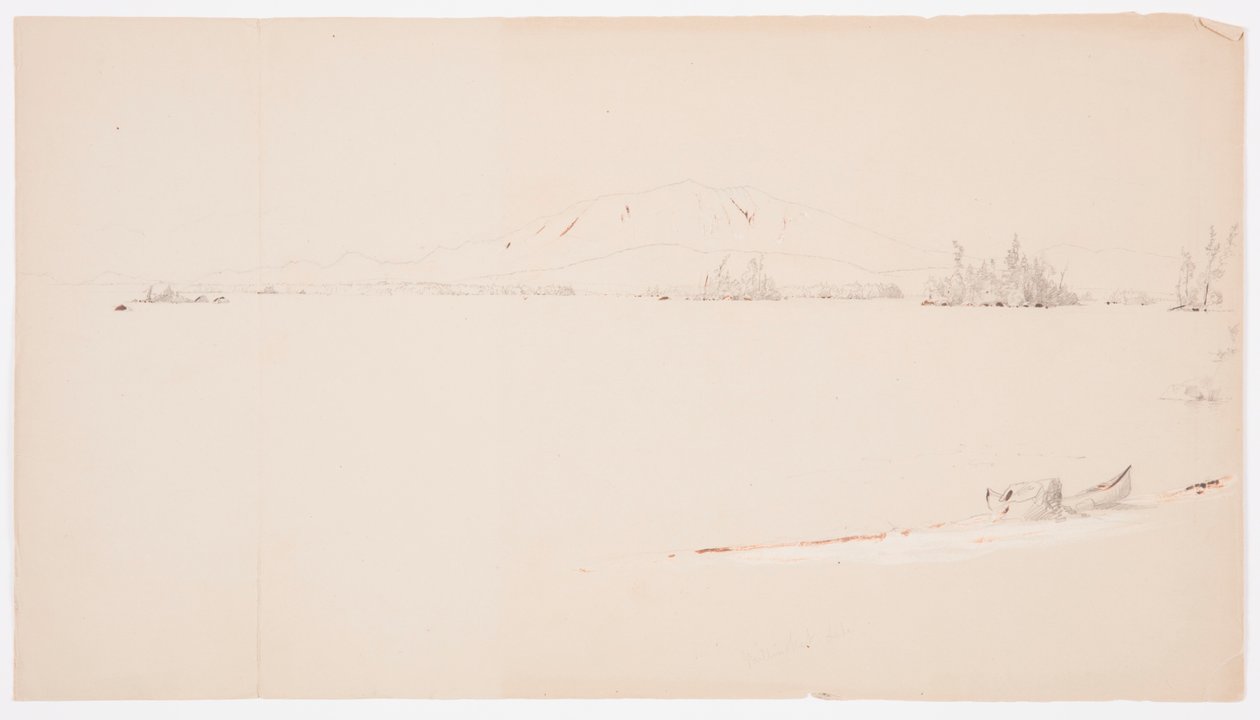 Tegning, Millinocket Lake, Maine, september 1878 af Frederic Edwin Church