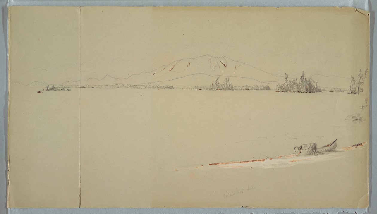 Tegning, Millinocket Lake, Maine, september 1878 af Frederic Edwin Church