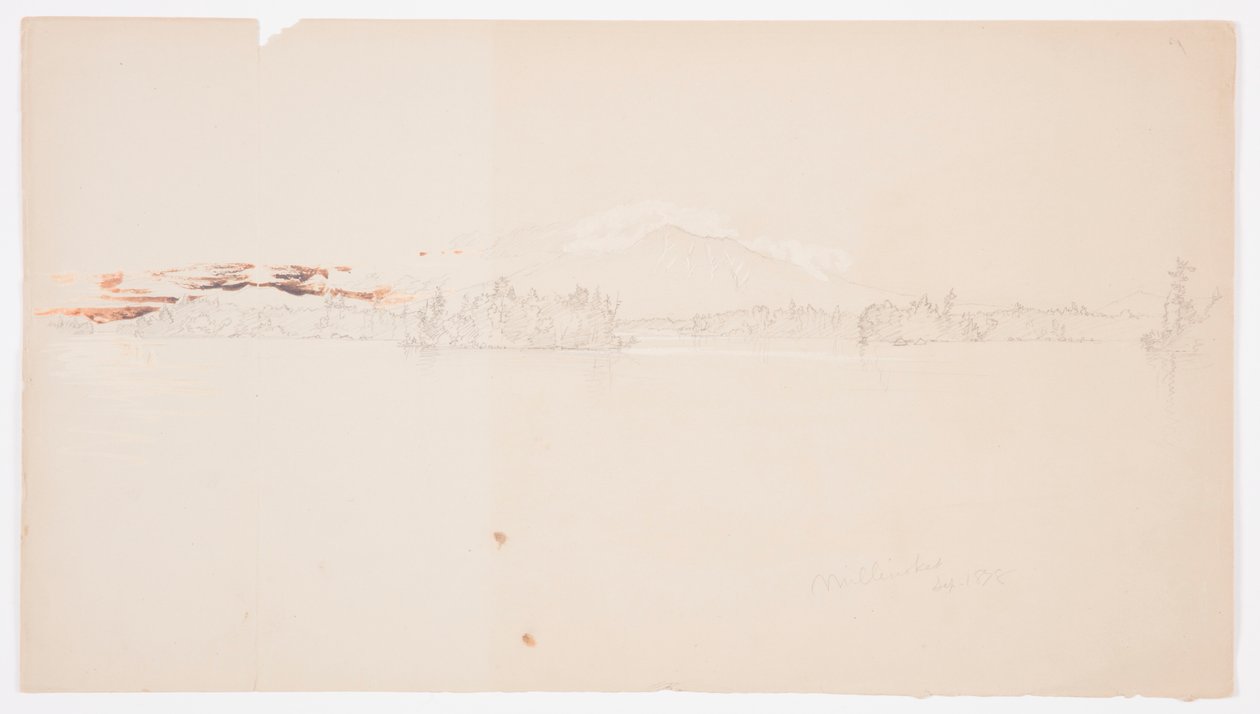 Tegning, Millinocket Lake, udsigt til Mt. Katahdin, september 1878 af Frederic Edwin Church
