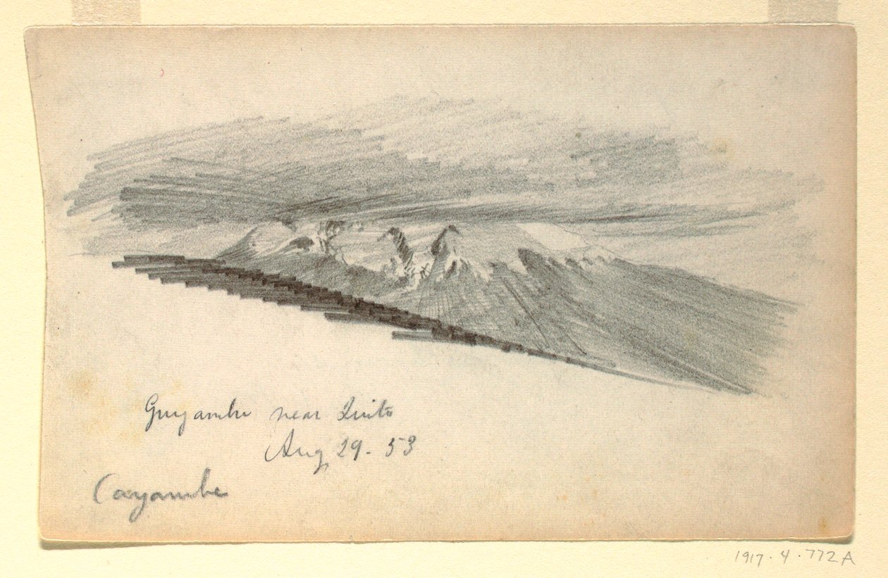 Tegning, Mount Cayambe, Ecuador, 29. august 1853 af Frederic Edwin Church