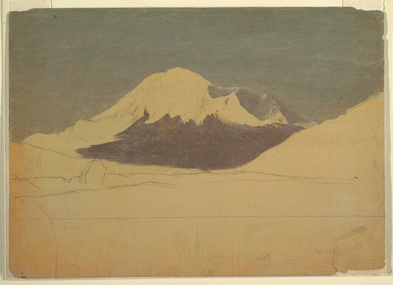 Tegning, Chimborazo-bjerget, Ecuador, juli 1857 af Frederic Edwin Church