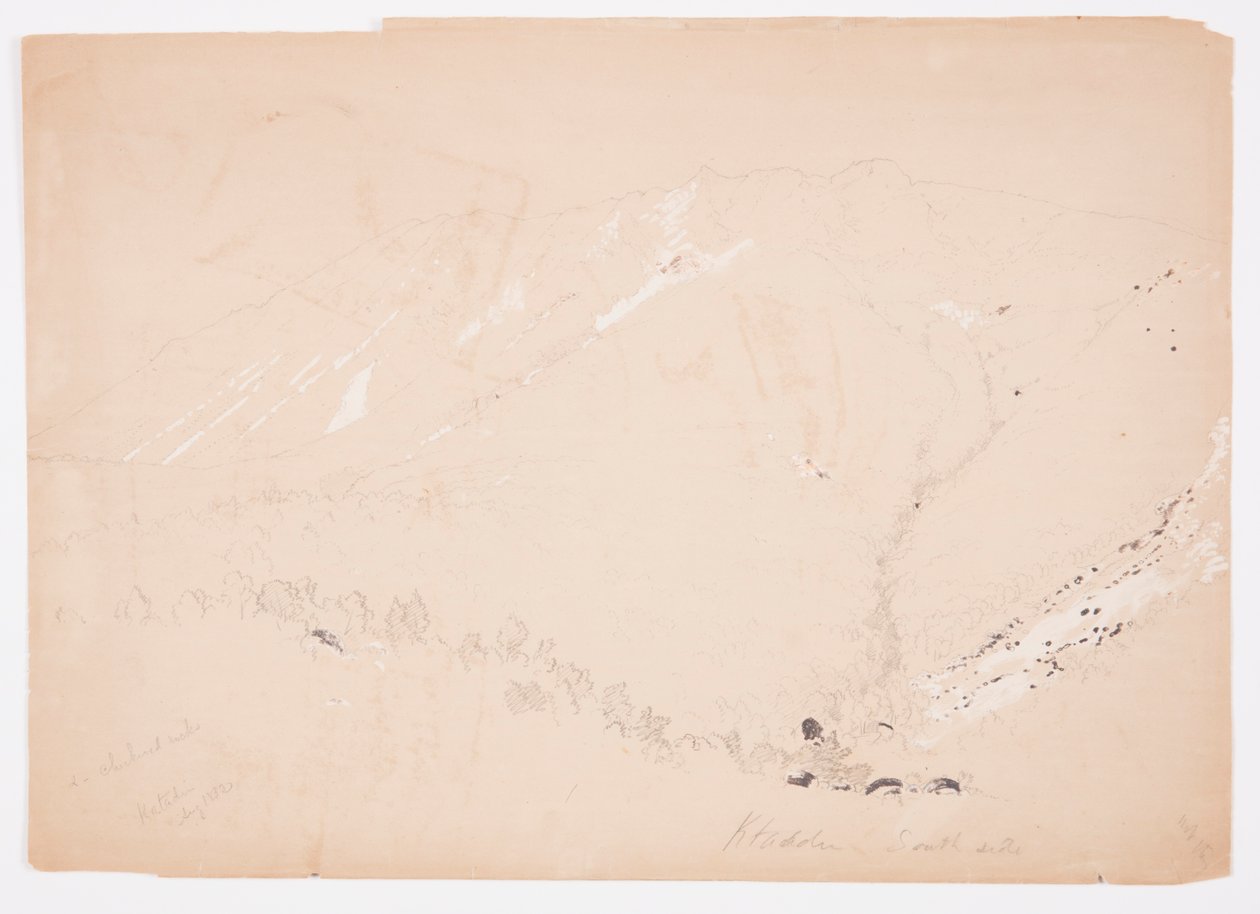 Tegning, Mount Katahdin, set fra syd, august 1852 af Frederic Edwin Church