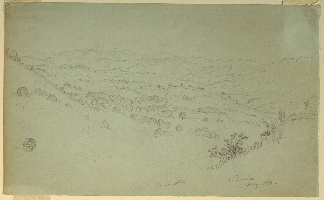 Tegning, bjerglandskab, Jamaica, 1865 af Frederic Edwin Church