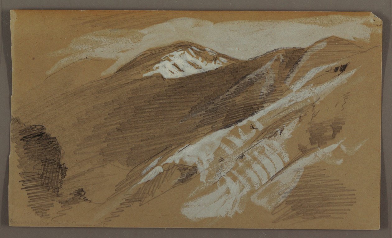 Tegning, bjerglandskab, Jamaica, Vestindien, august 1868 af Frederic Edwin Church