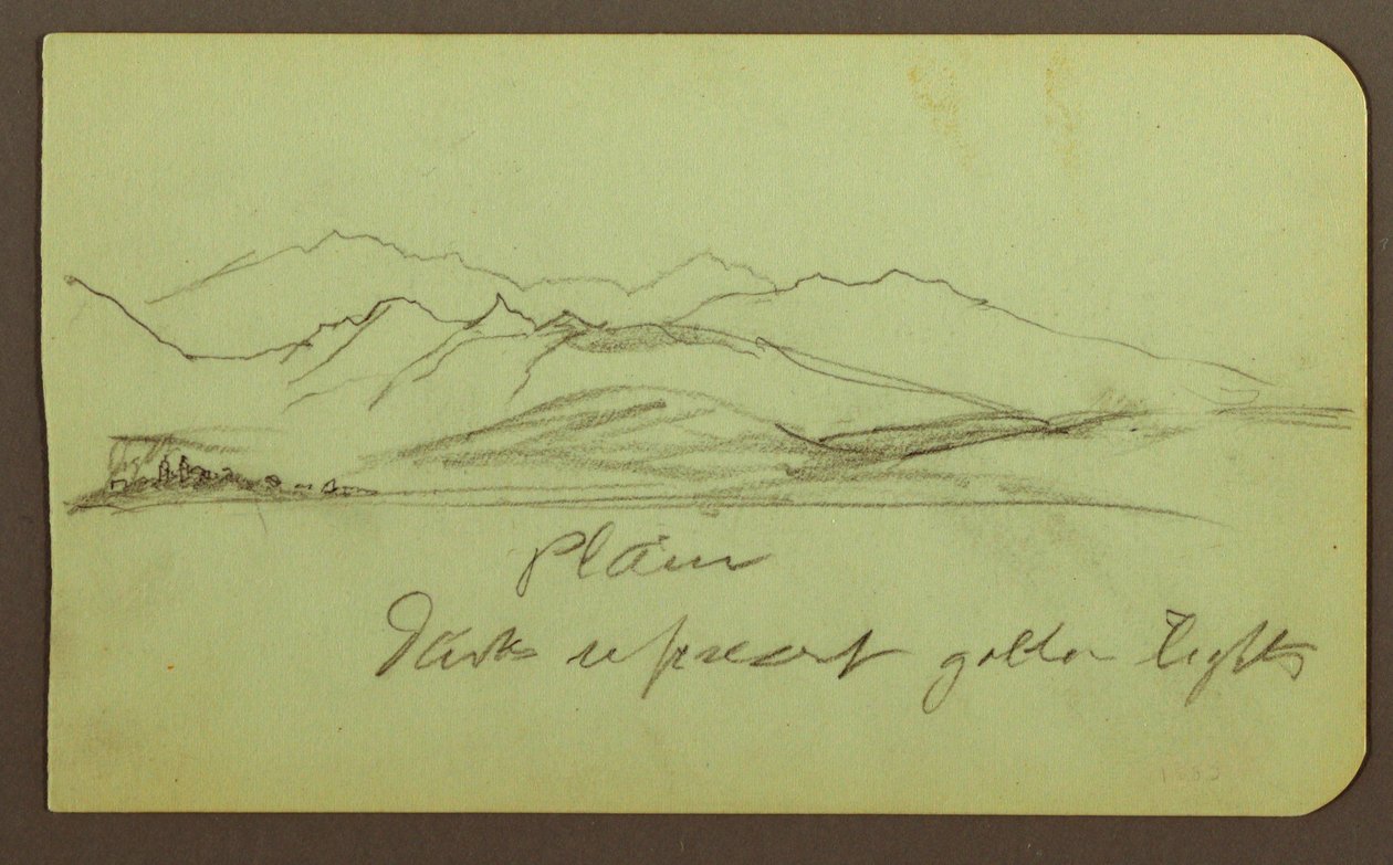 Tegning, bjerglandskab; bagside: bjerglandskab, figur, 1883 af Frederic Edwin Church