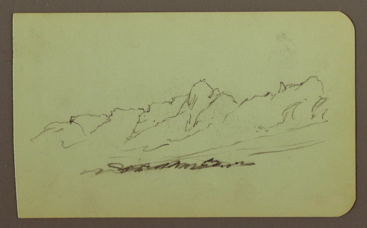 Tegning, bjerglandskab; bagside: bjergkæde, figur, 1883 af Frederic Edwin Church