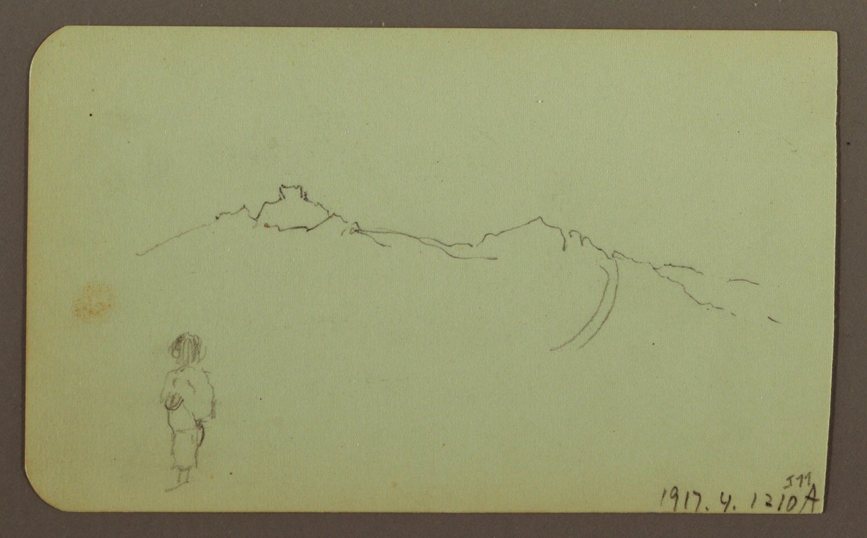Tegning, bjerglandskab; bagside: bjergkæde, figur, 1883 af Frederic Edwin Church