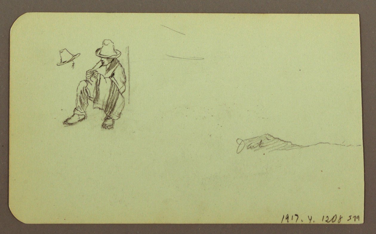 Tegning, bjerglandskab; bagside: siddende figur, bjerg, 1883 af Frederic Edwin Church