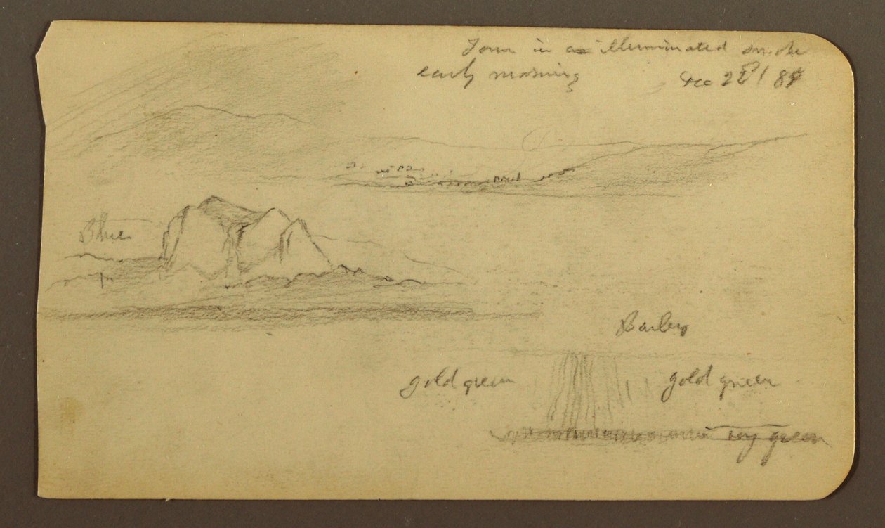 Tegning, bjerglandskaber; bagside: bjergflanke, Tocatecas, 22. december 1884 af Frederic Edwin Church